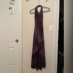 WOMENS OMBRÉ BACKLESS PURLE MAXI DRESS